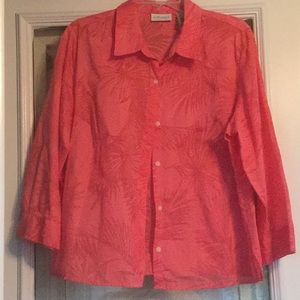 Women’s blouse - Coral with palm leaf design